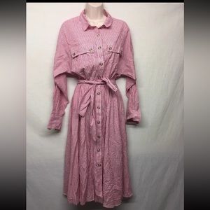 EUC Free People All This Beauty Long Sleeve Tunic Shirt Dress RED Size L
